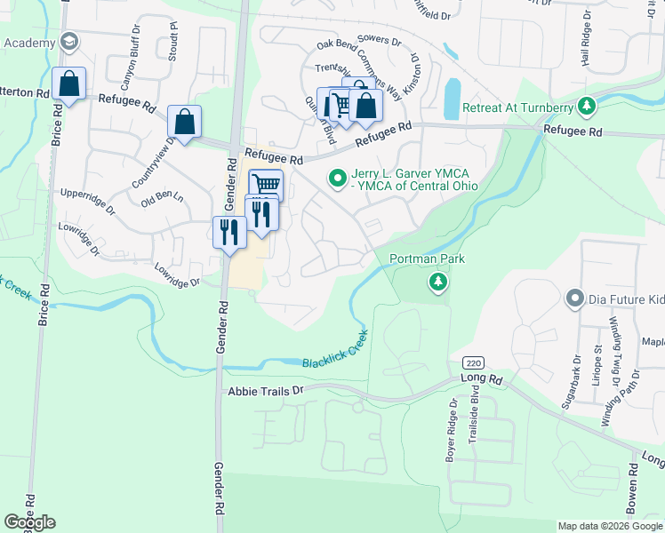 map of restaurants, bars, coffee shops, grocery stores, and more near 3683 Chartridge Drive in Canal Winchester