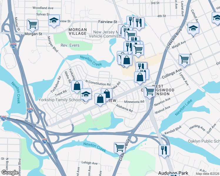 map of restaurants, bars, coffee shops, grocery stores, and more near 1412 North Chesapeake Road in Camden