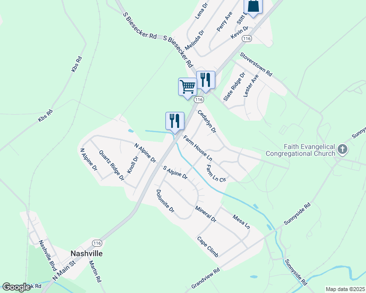 map of restaurants, bars, coffee shops, grocery stores, and more near 19 Landing Place in York
