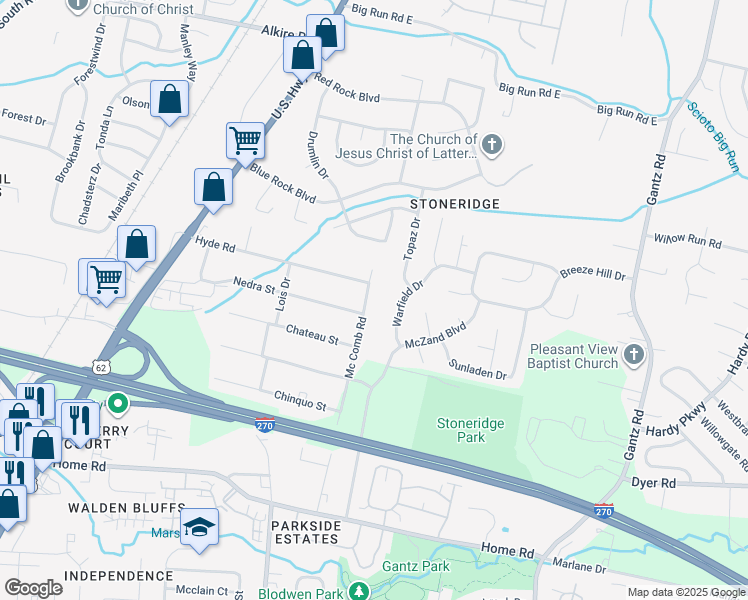 map of restaurants, bars, coffee shops, grocery stores, and more near 2320 Mc Comb Road in Grove City