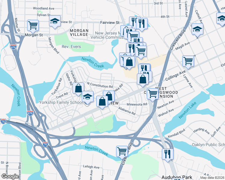 map of restaurants, bars, coffee shops, grocery stores, and more near 1412 North Chesapeake Road in Camden
