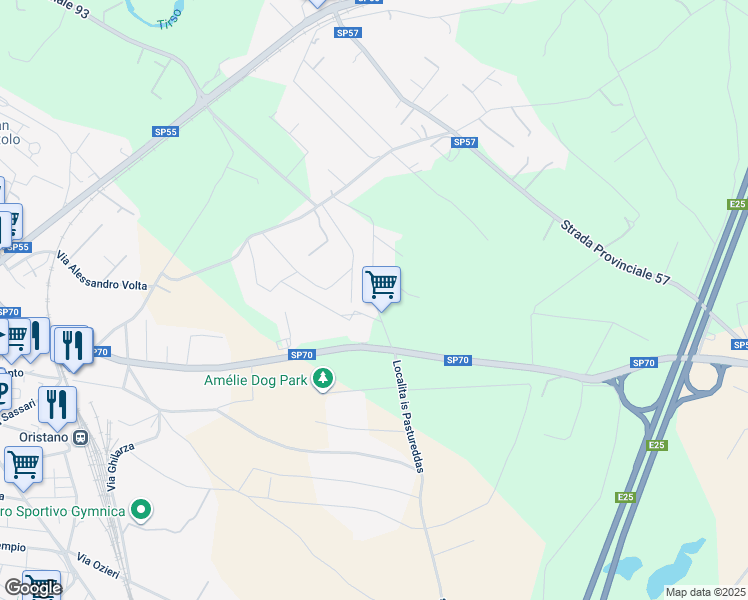 map of restaurants, bars, coffee shops, grocery stores, and more near in Province of Oristano