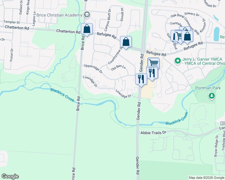 map of restaurants, bars, coffee shops, grocery stores, and more near in Brice