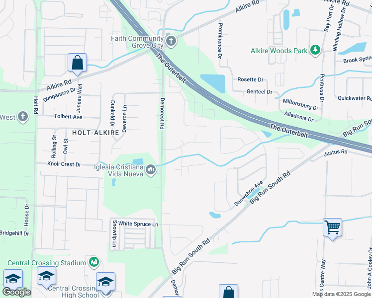 map of restaurants, bars, coffee shops, grocery stores, and more near 4271 Unroe Avenue in Grove City