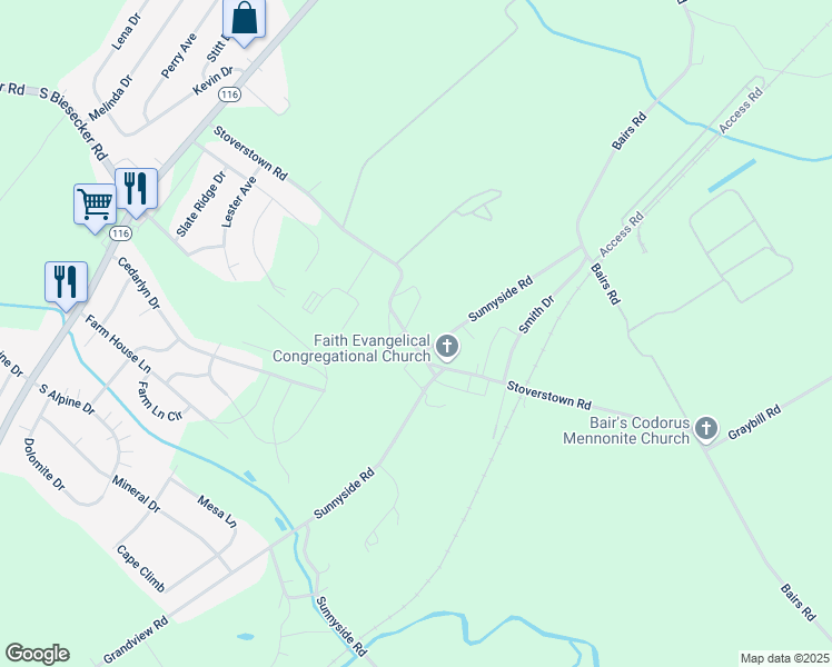 map of restaurants, bars, coffee shops, grocery stores, and more near 793 Stoverstown Road in York