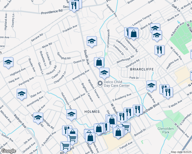 map of restaurants, bars, coffee shops, grocery stores, and more near 603 South Avenue in Holmes