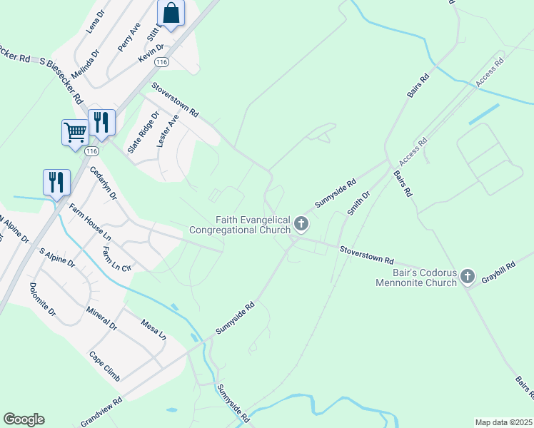 map of restaurants, bars, coffee shops, grocery stores, and more near 793 Stoverstown Rd in York