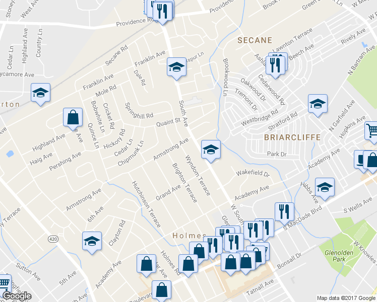 map of restaurants, bars, coffee shops, grocery stores, and more near 654 Wyndom Terrace in Holmes