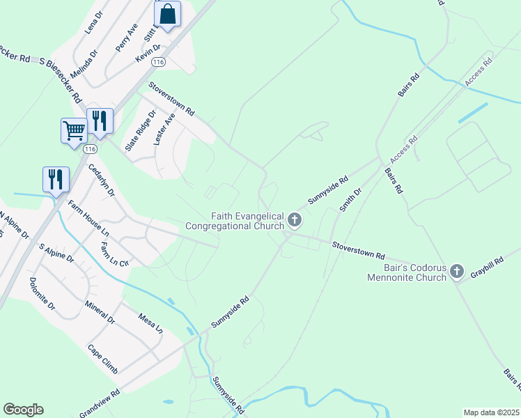 map of restaurants, bars, coffee shops, grocery stores, and more near 793 Stoverstown Rd in York