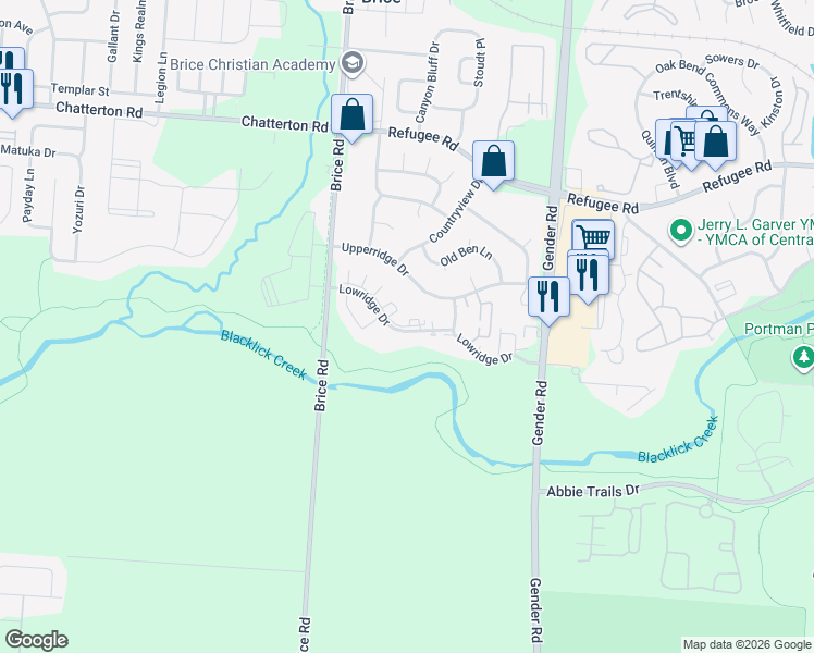 map of restaurants, bars, coffee shops, grocery stores, and more near 3675 Crossridge Lane in Canal Winchester