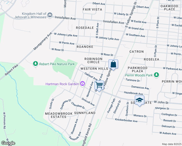 map of restaurants, bars, coffee shops, grocery stores, and more near 1105 Heard Avenue in Springfield