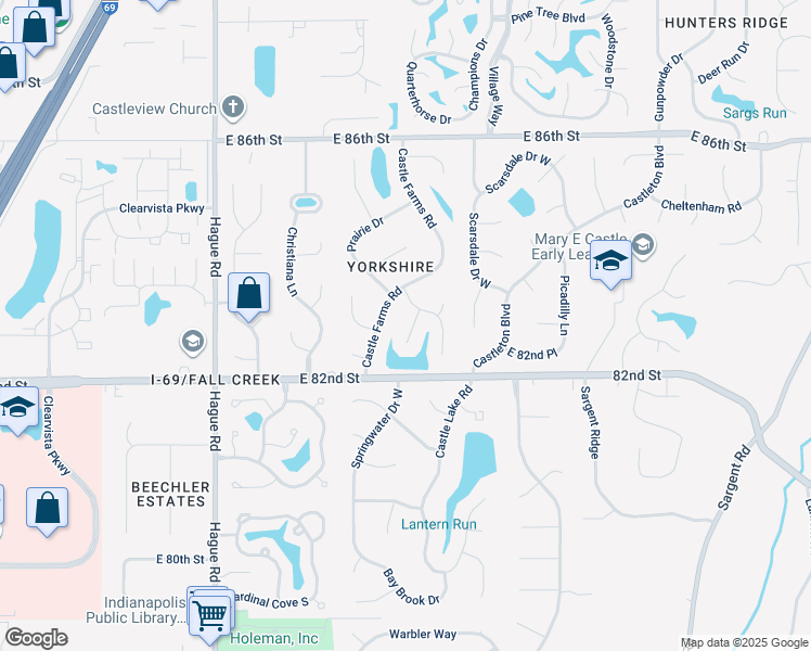 map of restaurants, bars, coffee shops, grocery stores, and more near 8246 Autumn Mill Lane in Indianapolis