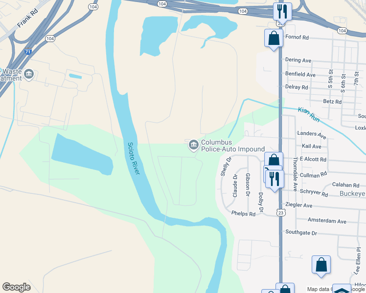 map of restaurants, bars, coffee shops, grocery stores, and more near 2700 Impound Lot Road in Columbus