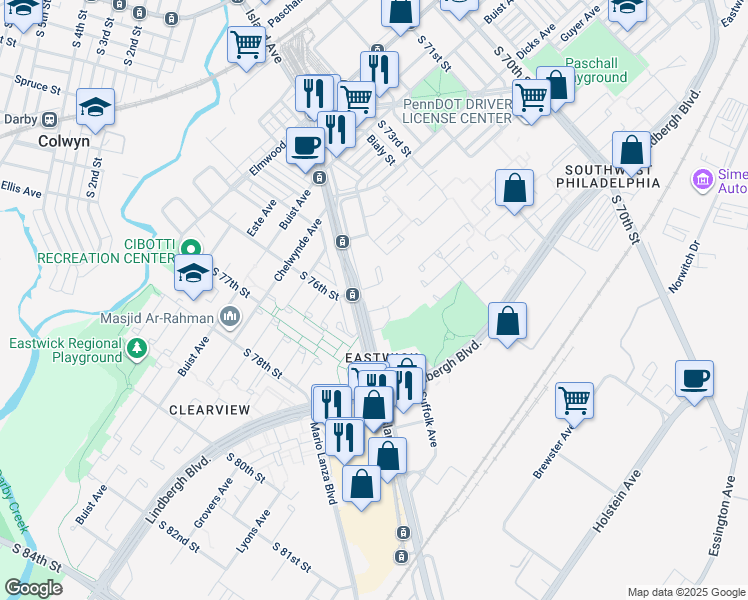map of restaurants, bars, coffee shops, grocery stores, and more near 7520 Turnstone Place in Philadelphia
