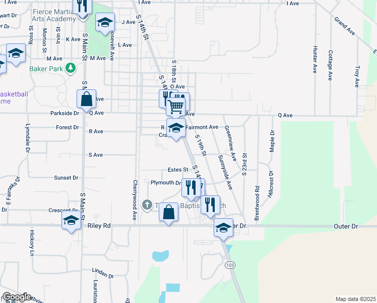 map of restaurants, bars, coffee shops, grocery stores, and more near 2601 South 14th Street in New Castle
