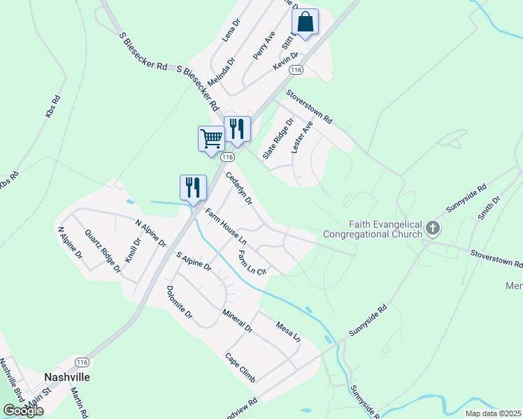 map of restaurants, bars, coffee shops, grocery stores, and more near 79 Cedarlyn Drive in York