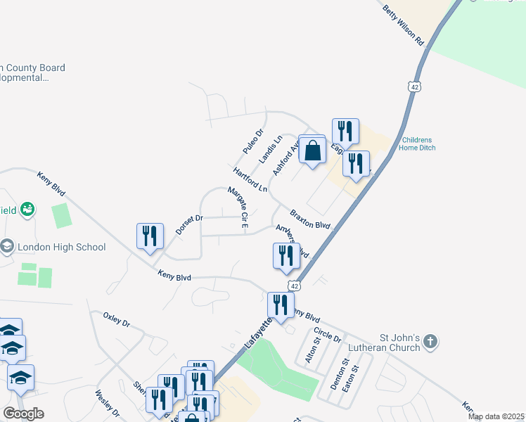 map of restaurants, bars, coffee shops, grocery stores, and more near 1076 Dorset Court in London