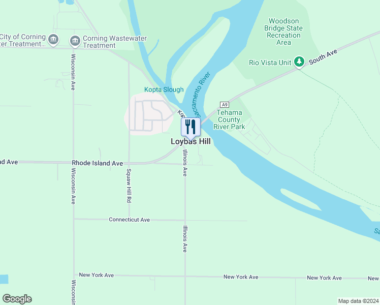 map of restaurants, bars, coffee shops, grocery stores, and more near 3760 Illinois Avenue in Corning