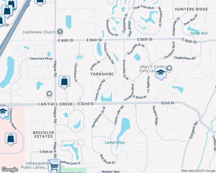 map of restaurants, bars, coffee shops, grocery stores, and more near 8246 Autumn Mill Lane in Indianapolis