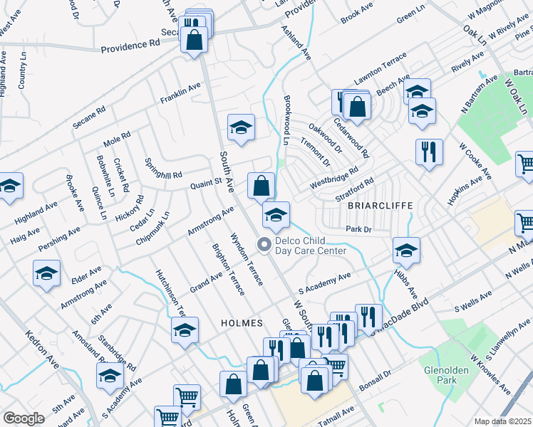 map of restaurants, bars, coffee shops, grocery stores, and more near 640 South Avenue in Delaware County