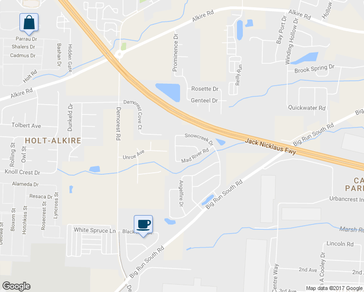 map of restaurants, bars, coffee shops, grocery stores, and more near 4012 Caysee Jay Way in Grove City