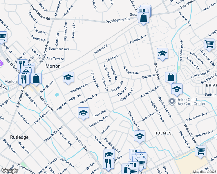map of restaurants, bars, coffee shops, grocery stores, and more near 810 Quince Lane in Delaware