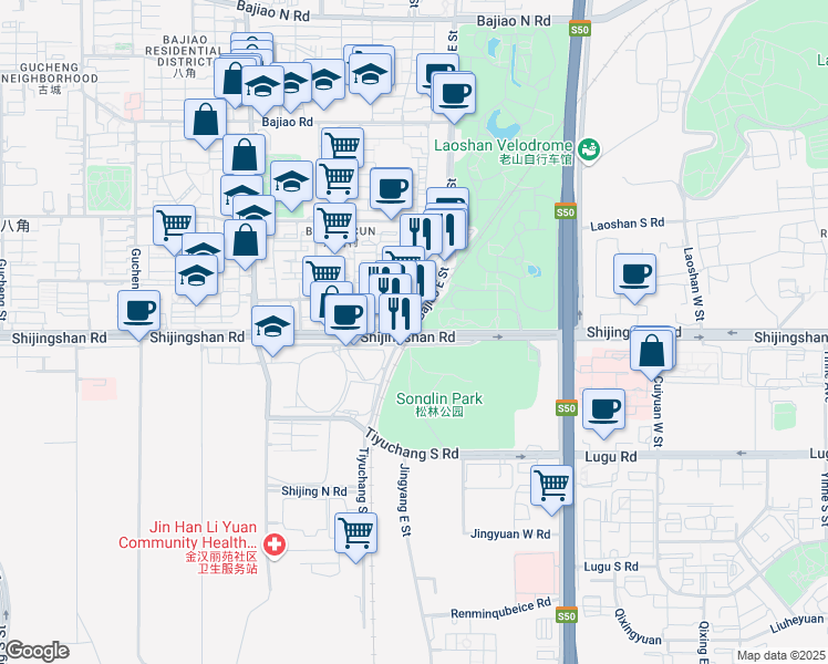 map of restaurants, bars, coffee shops, grocery stores, and more near in 