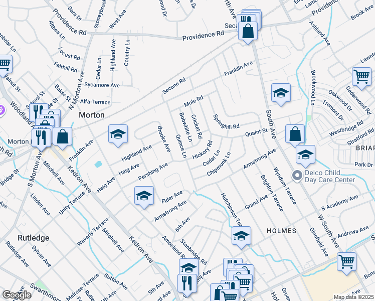 map of restaurants, bars, coffee shops, grocery stores, and more near 810 Quince Lane in Delaware