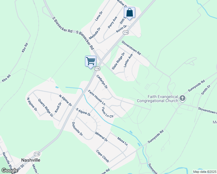 map of restaurants, bars, coffee shops, grocery stores, and more near 59 Cedarlyn Drive in York