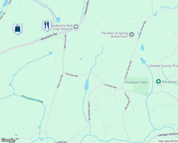 map of restaurants, bars, coffee shops, grocery stores, and more near 301 Corinne Road in West Chester