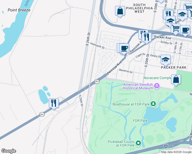 map of restaurants, bars, coffee shops, grocery stores, and more near in Philadelphia