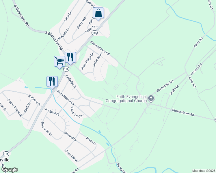 map of restaurants, bars, coffee shops, grocery stores, and more near 103 Farmview Drive in York