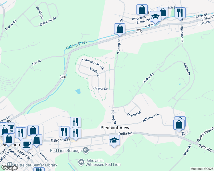 map of restaurants, bars, coffee shops, grocery stores, and more near 865 Thomas Armor Drive in Windsor