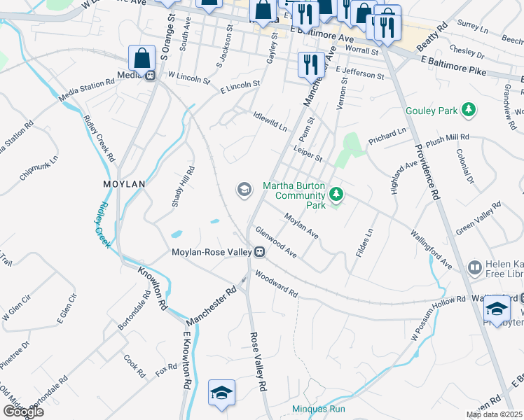 map of restaurants, bars, coffee shops, grocery stores, and more near in Delaware County