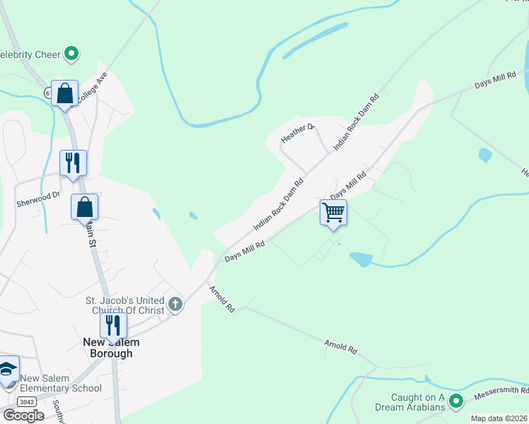 map of restaurants, bars, coffee shops, grocery stores, and more near 3460 Indian Rock Dam Road in York