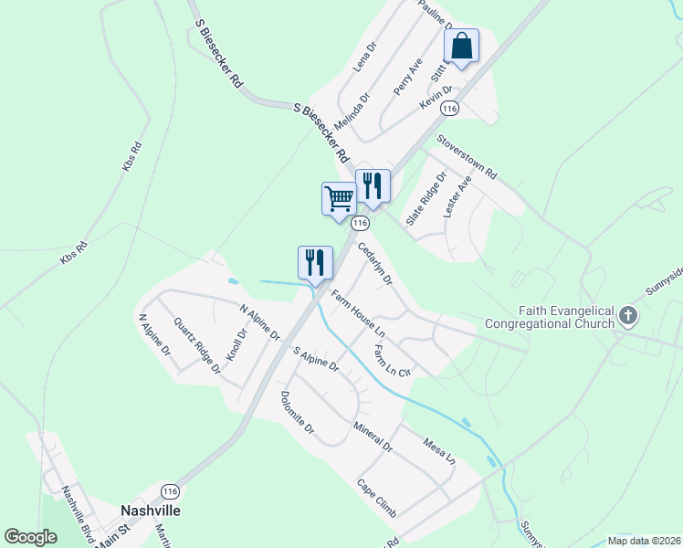 map of restaurants, bars, coffee shops, grocery stores, and more near 1126 Hanover Road in York