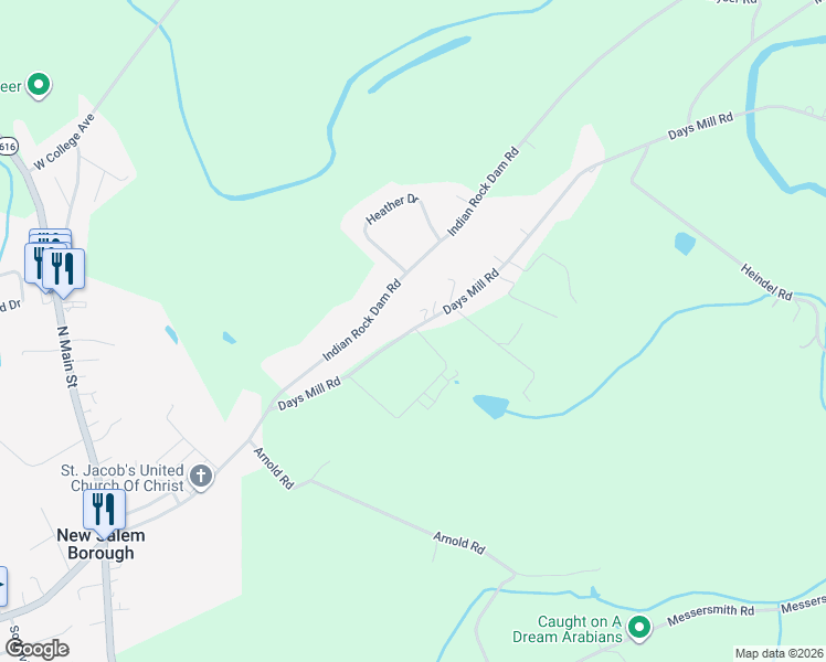 map of restaurants, bars, coffee shops, grocery stores, and more near 1165 Days Mill Road in York