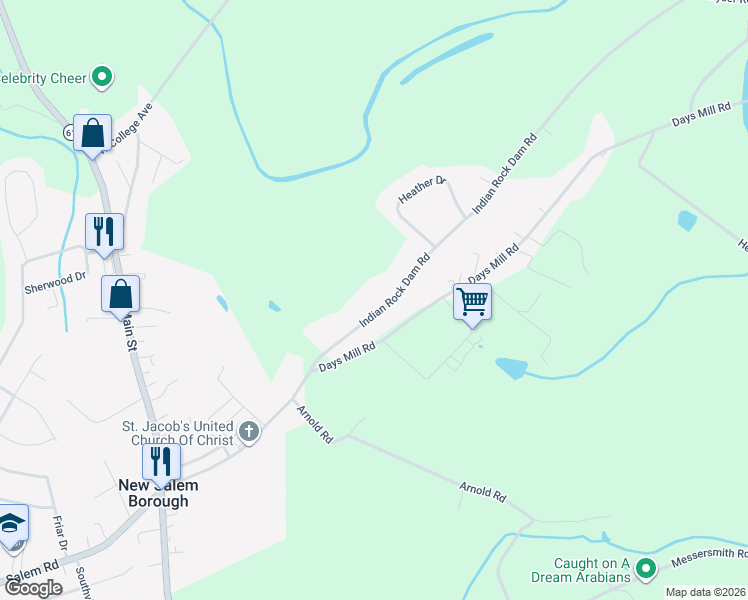 map of restaurants, bars, coffee shops, grocery stores, and more near 3460 Indian Rock Dam Road in York