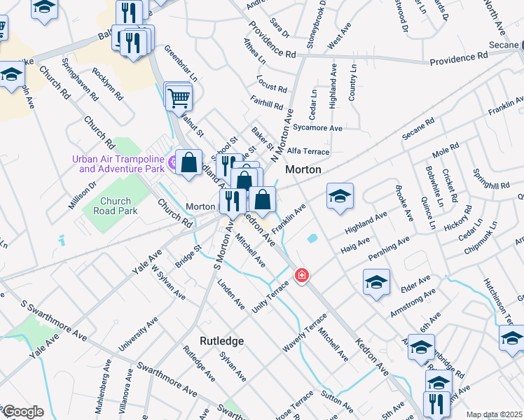 map of restaurants, bars, coffee shops, grocery stores, and more near 50 Silver Lake Terrace in Morton
