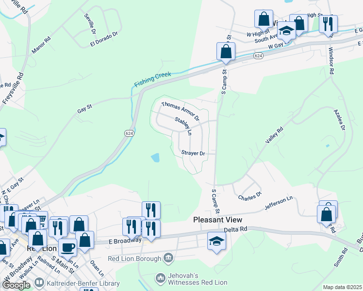 map of restaurants, bars, coffee shops, grocery stores, and more near 680 Strayer Drive in Windsor