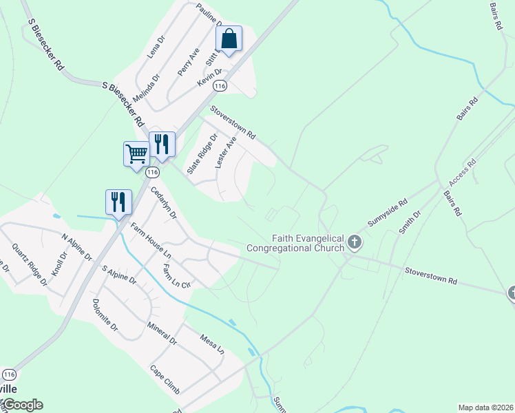 map of restaurants, bars, coffee shops, grocery stores, and more near 103 Farmview Drive in York