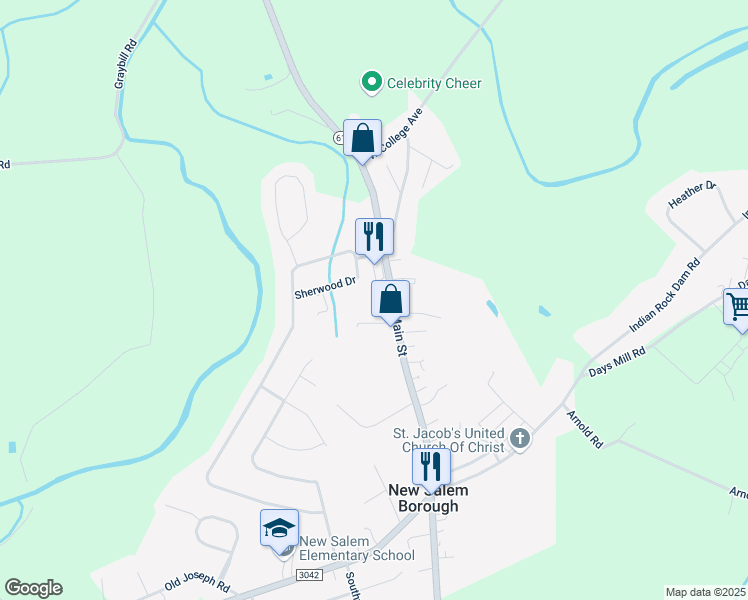 map of restaurants, bars, coffee shops, grocery stores, and more near 290 North Main Street in York