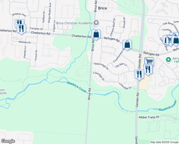 map of restaurants, bars, coffee shops, grocery stores, and more near 3468-3534 Brice Rd in Columbus