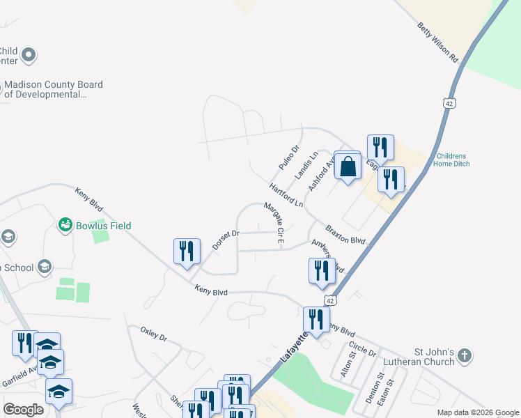 map of restaurants, bars, coffee shops, grocery stores, and more near 1092 Banberry Court in London