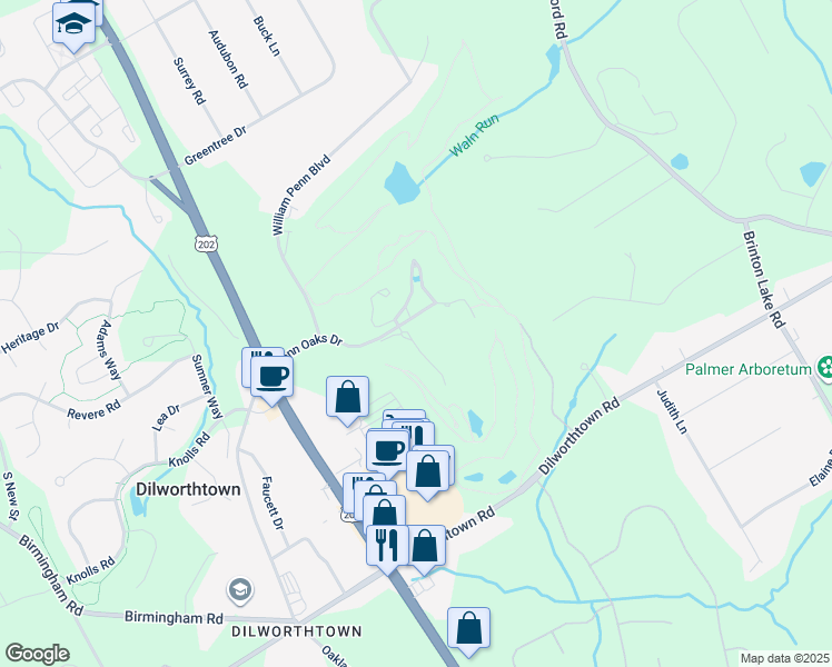 map of restaurants, bars, coffee shops, grocery stores, and more near 118 Augusta Drive in West Chester