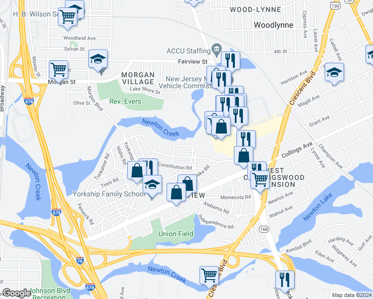 map of restaurants, bars, coffee shops, grocery stores, and more near 2883 Cushing Road in Camden