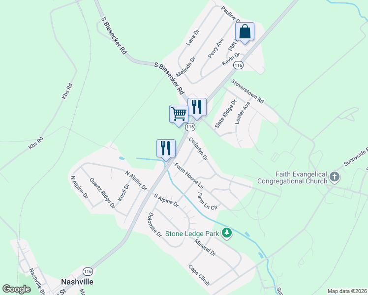 map of restaurants, bars, coffee shops, grocery stores, and more near 1109 Hanover Road in York