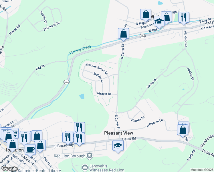 map of restaurants, bars, coffee shops, grocery stores, and more near 820 Thomas Armor Drive in Windsor