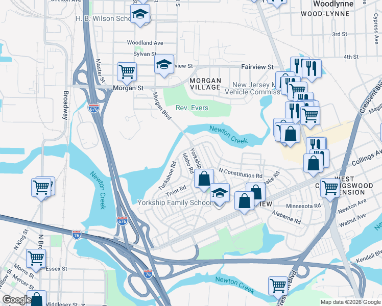 map of restaurants, bars, coffee shops, grocery stores, and more near 2755 Tuckahoe Road in Camden
