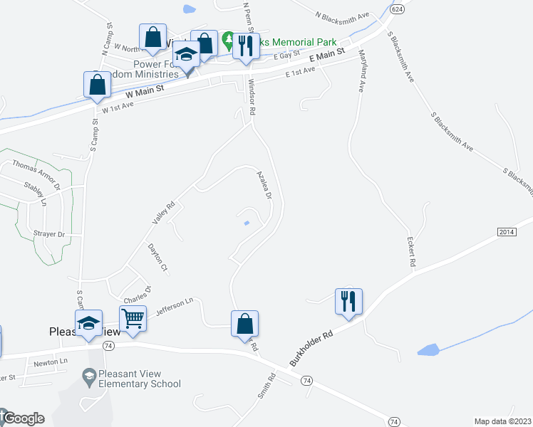 map of restaurants, bars, coffee shops, grocery stores, and more near 160 Azalea Drive in Windsor